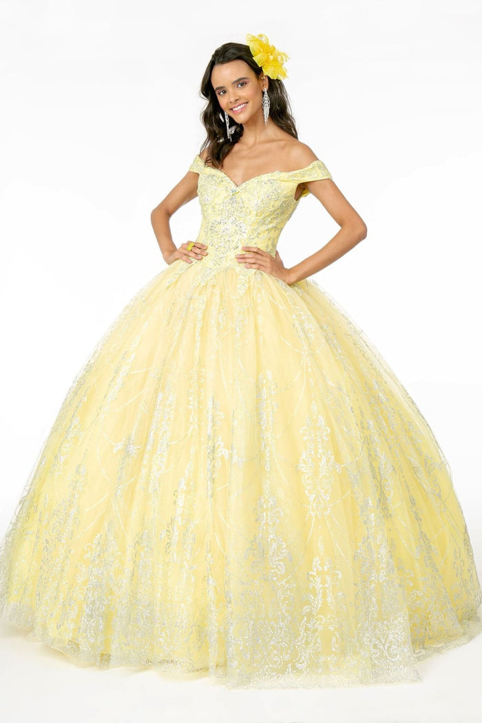 Off Shoulder Glitter Gown by Elizabeth KGL2910