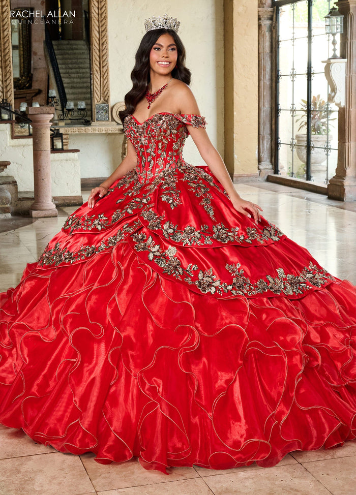 Off-Shoulder Quinceañera Dress with Embroidery Detachable Jacket by Rachel Allan RQ5001