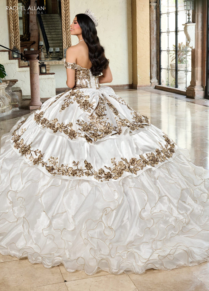 Off-Shoulder Quinceañera Dress with Embroidery Detachable Jacket by Rachel Allan RQ5001