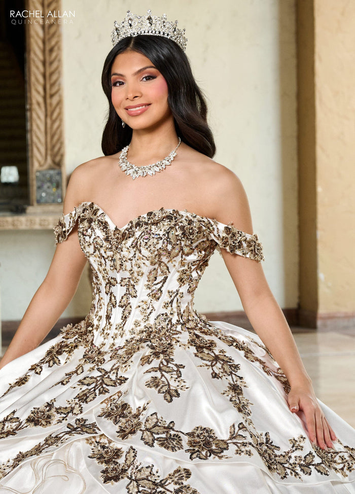 Off-Shoulder Quinceañera Dress with Embroidery Detachable Jacket by Rachel Allan RQ5001