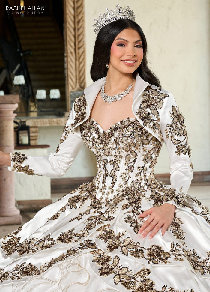Off-Shoulder Quinceañera Dress with Embroidery Detachable Jacket by Rachel Allan RQ5001