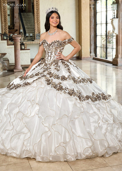 Off-Shoulder Quinceañera Dress with Embroidery Detachable Jacket by Rachel Allan RQ5001