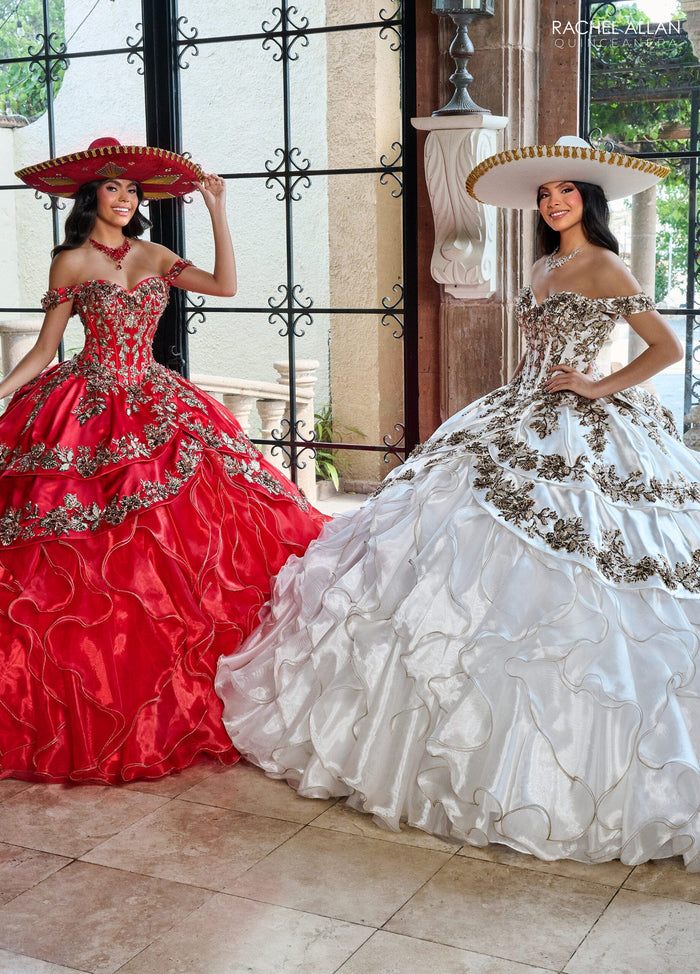 Off-Shoulder Quinceañera Dress with Embroidery Detachable Jacket by Rachel Allan RQ5001
