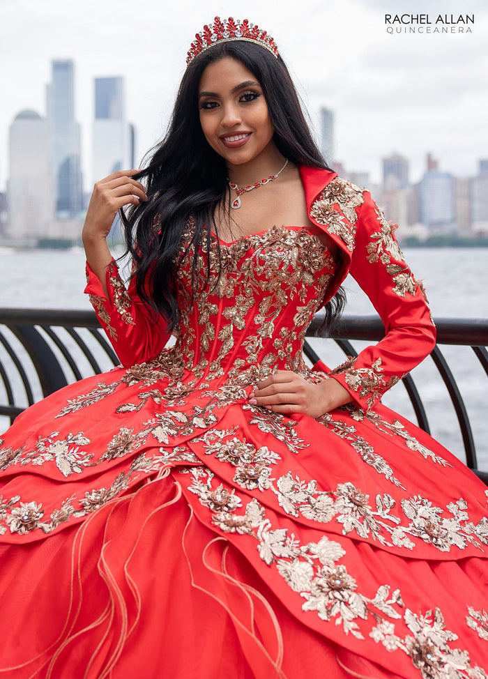 Off-Shoulder Quinceañera Dress with Embroidery Detachable Jacket by Rachel Allan RQ5001