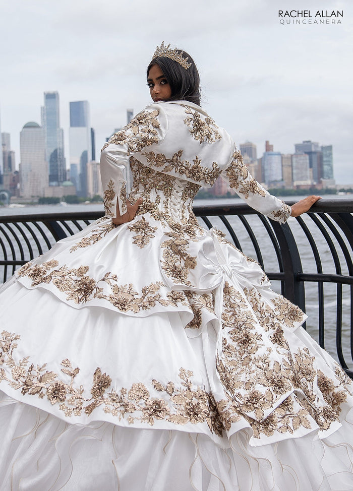 Off-Shoulder Quinceañera Dress with Embroidery Detachable Jacket by Rachel Allan RQ5001