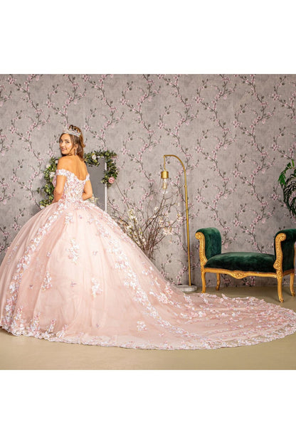 Off Shoulder Sheer Corset Ball Gown by Elizabeth K GL3182 - Quinceanera Dresses