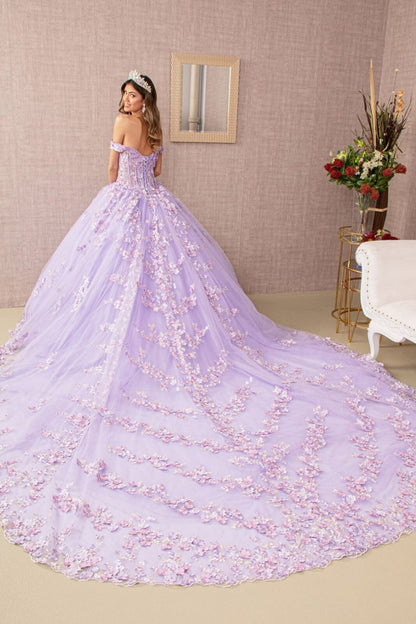 Off Shoulder Sheer Corset Ball Gown by Elizabeth K GL3182 - Quinceanera Dresses