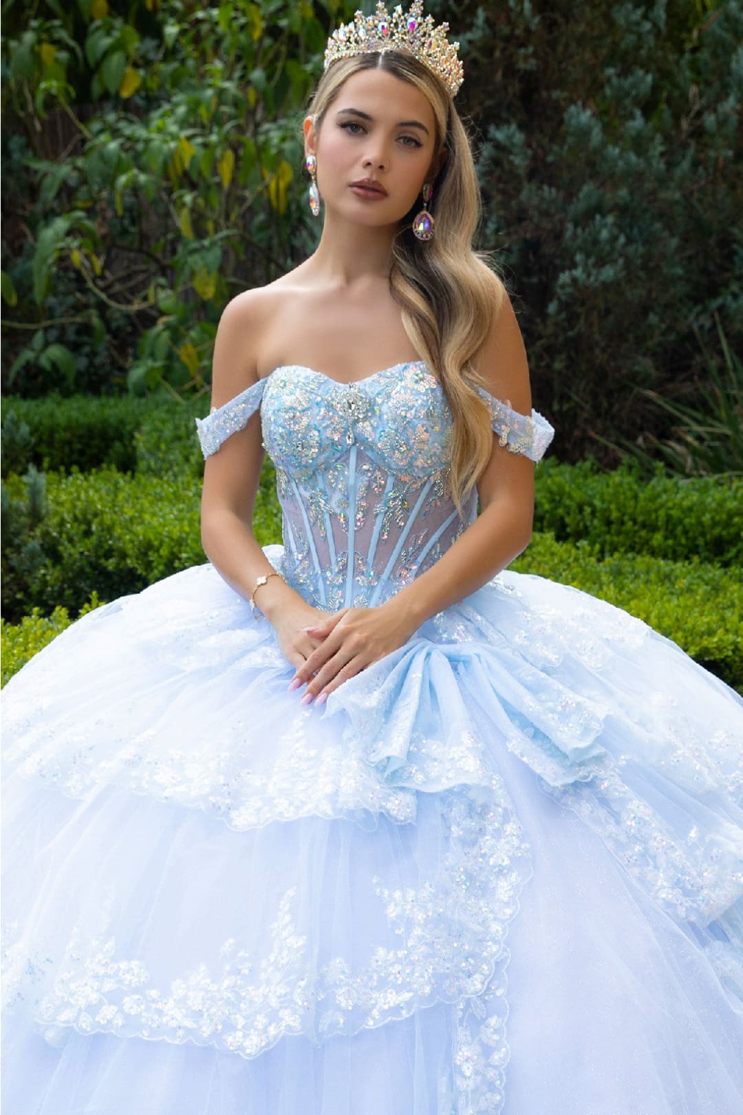 Off Shoulder Tiered Ball Gown by GLS Gloria GL3612 - Quinceanera Dresses
