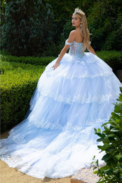 Off Shoulder Tiered Ball Gown by GLS Gloria GL3612 - Quinceanera Dresses