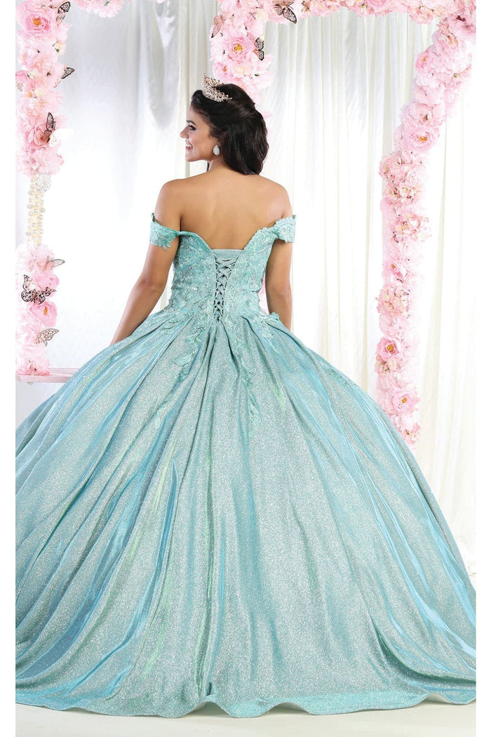 Quinceanera Dress Ball Gown Off The Shoulder Glitter & Plus Size