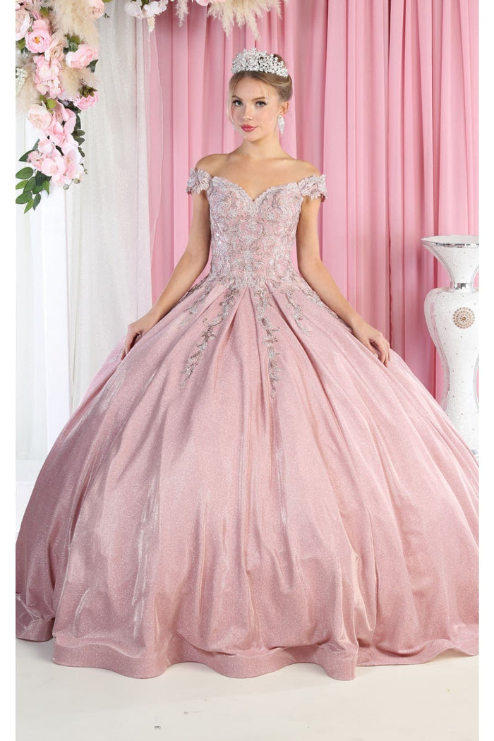 Quinceanera Dress Ball Gown Off The Shoulder Glitter & Plus Size