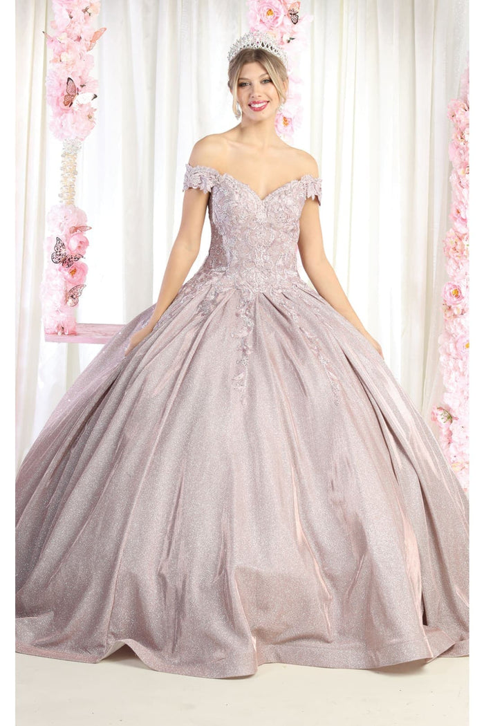Quinceanera Dress Ball Gown Off The Shoulder Glitter & Plus Size