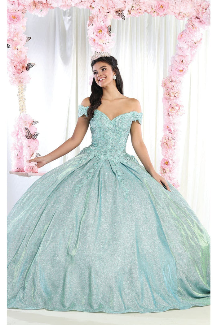 Quinceanera Dress Ball Gown Off The Shoulder Glitter & Plus Size