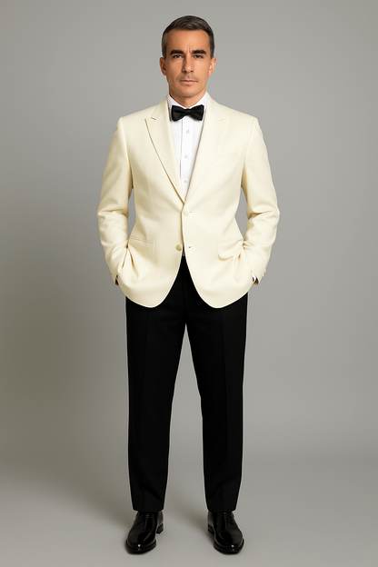 Ivory Double Breasted Tuxedo Dinner Jacket - Cream Dinner Jacket - Off White Tuxedo