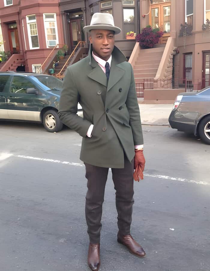 Olive green peacoat online