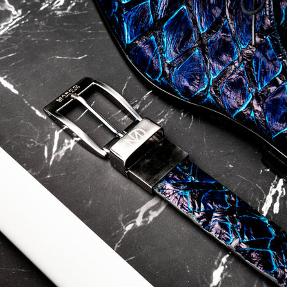 Marco Di Milano Olivieri Belt: Royal Blue Leather Loafer