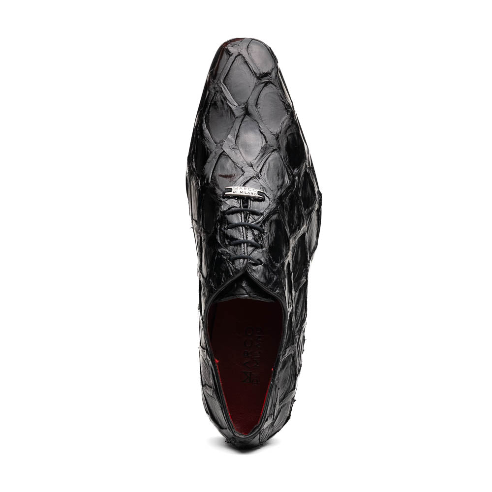 Marco Di Milano Olivieri Black Pirarucu Dress Shoe Oxfords