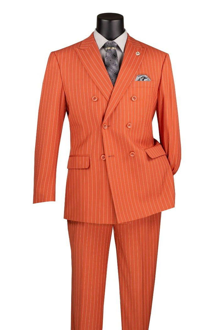Men's Double Breasted Gangster Pinstripe Suit in Navy Blue