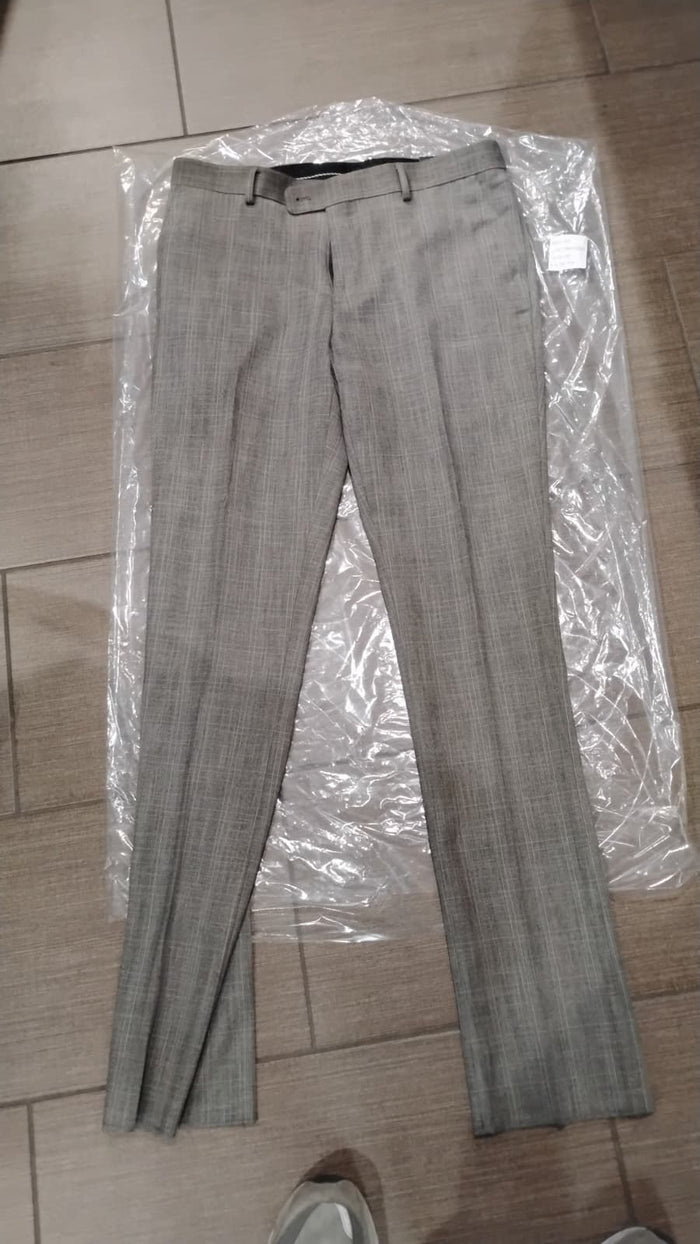 Vitali Brand Men’s Grey Textured Patterned 3 Piece Suit – Modern Fit Checkered Sharkskin with Blazer, Vest & Trousers, Business Wedding