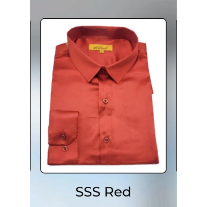 Mens Red Satin Dress Shirt  Luxury Long Sleeve Formal Shirt for Parties, Weddings, and Business Wear