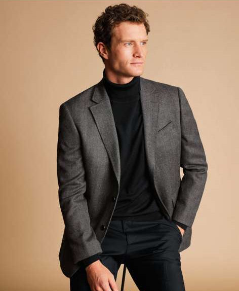 Mens Grey Tweed Herringbone Sport Coat - Gray Mens Blazer Suit Jacket