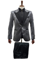 silver-metallic-tuxedo-suit-with-black-satin-peak-lapel-mens-slim-fit-formal-wedding-and-prom-attire-in-charcoal-grey-with-pants