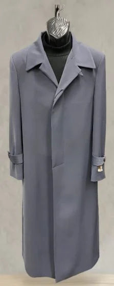 Mens Full-Length Charcoal Grey Overcoat  Premium Microfiber Blend Long Dress Coat for Winter and Formal Wear in Gray Color