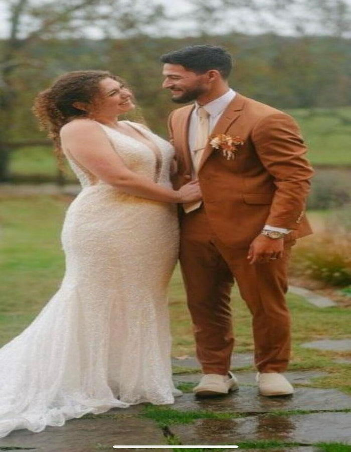 Men’s Rust Brown 2-Piece Wedding Suit – Modern Groom Suit for Fall, Outdoor and Formal Events