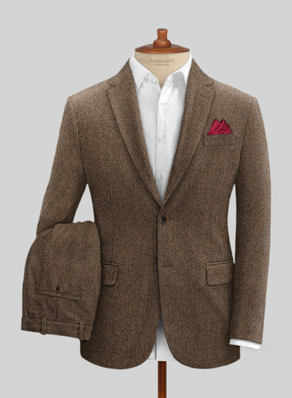 Men’s Brown Herringbone Tweed Groom Suit – Country Wedding & Rustic Wedding Suit