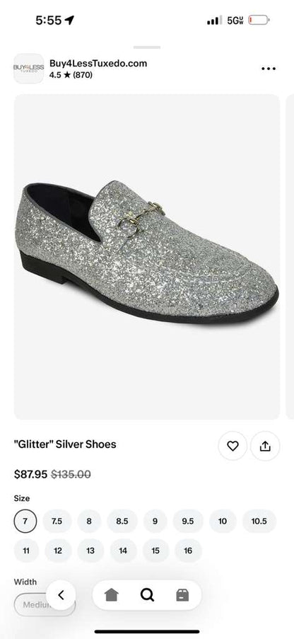 Men's Silver Gray Glitter Loafers | Sparkly Dress Shoes for Wedding, Prom, Party & Formal Events