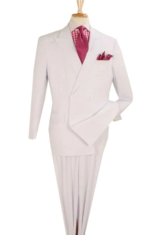 Mens White Double-Breasted 3-Piece Suit Set  Premium Tailored Fit Formal Wedding and Evening Suit