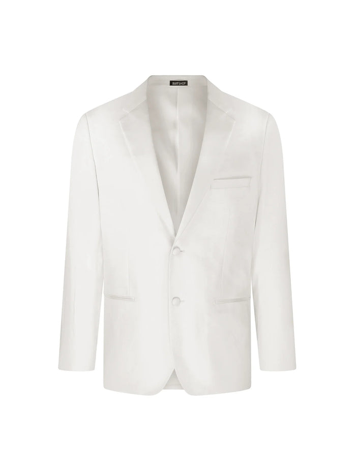 Men’s White Tuxedo Jacket – Two-Button Formal Dinner Blazer for Weddings, Prom and Events