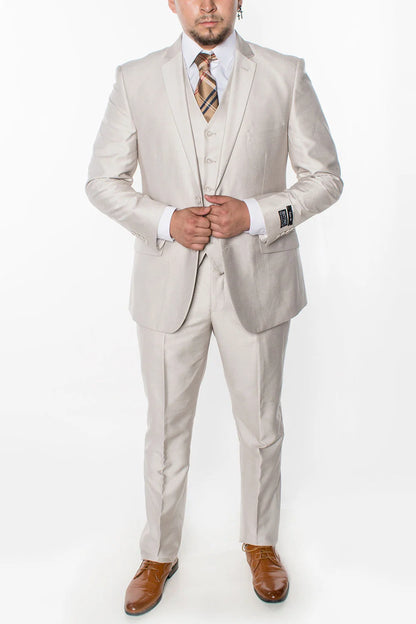 Men’s Sand champaign  Western Cowboy 3-Piece Suit – Light Cream Wedding Suit with Vest & Pants Slim Fitted