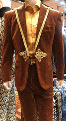 mens-bronze-shiny-velvet-suit-designer-party-and-wedding-wear-blazer-and-pant-set-brown-and-gold-tuxedo