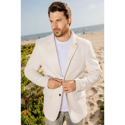 Men’s Off White Casual Blazer – Classic Western Style Lightweight Summer Cowboy Jacket Casual Ivory Cream Color