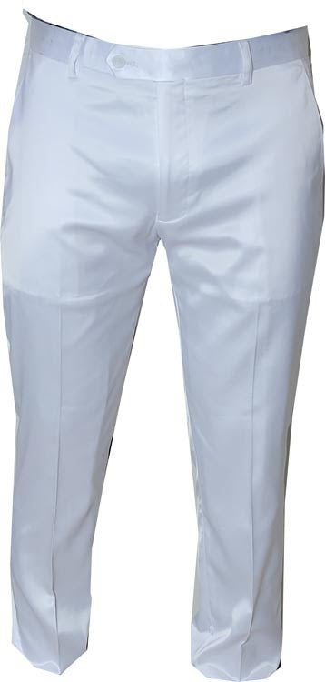 Mens White Satin Slim Fit Dress Pants  Shiny Formal Party and Wedding Trousers