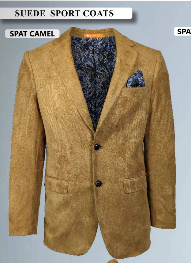 Men’s Camel Suede Cowboy Blazer with Elbow Patch – Camel Western Style Suede Sport Coat for Casual