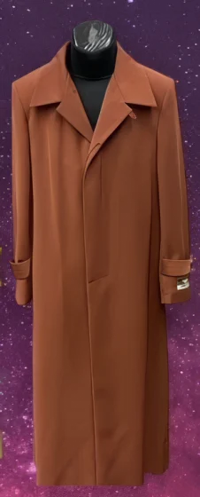 Mens Full-Length Cognac Overcoat  Premium Wool-Blend Long Dress Coat for Winter and Formal Wear in Rust Brick Color