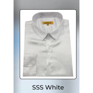 Mens White Satin Dress Shirt  Classic Long Sleeve Formal Shirt for Weddings, Parties, and Business Wear