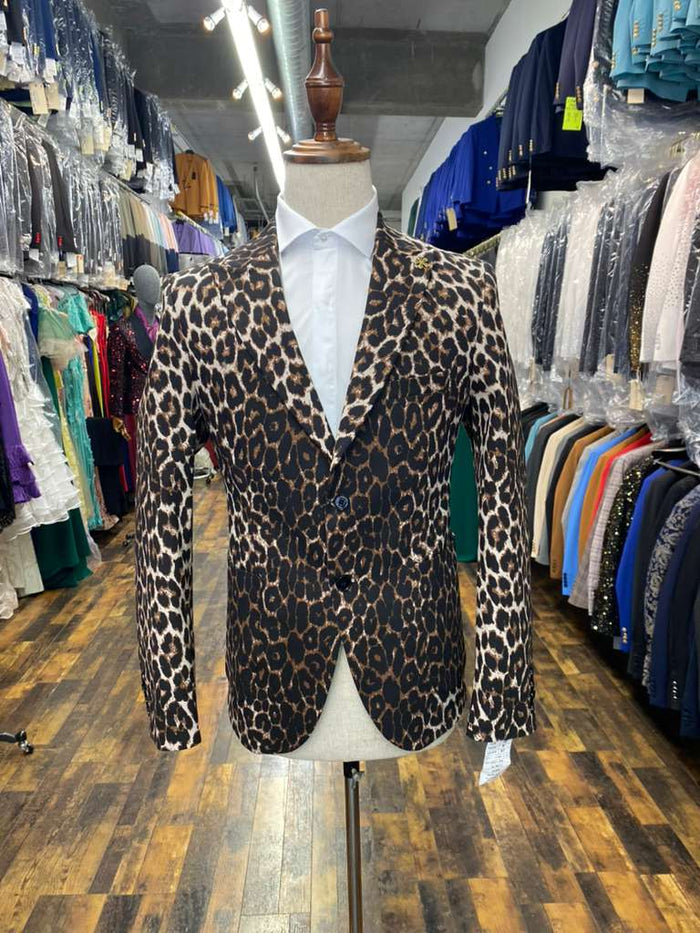 Men's Leopard Print Blazer - Slim Fit Statement Jacket for Evening, Party, and Fashion Wear