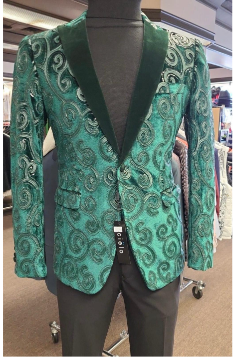 Men’s Emerald Green Paisley Dinner Jacket – Luxury Shawl Lapel Formal Blazer for Prom, Wedding & Tuxedo Events