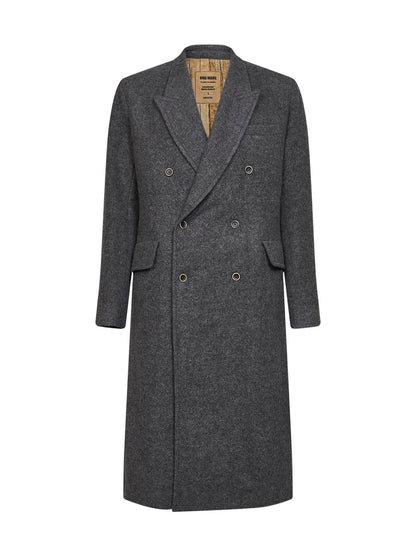 Men’s Godfather Black Double-Breasted Long Overcoat – Vintage Mobster Gangster Coat