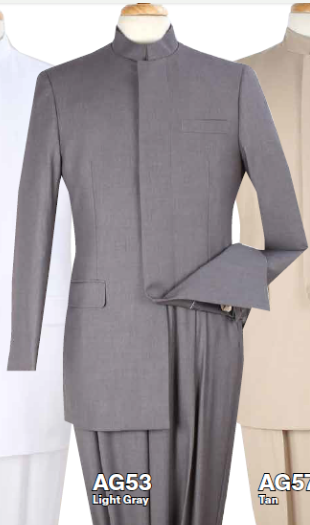 Men's Light Gray Austin Powers Dr. Evil Inspired Suit – Mandarin Collar 2 Piece Costume Suit for Halloween, Cosplay & Themed Parties