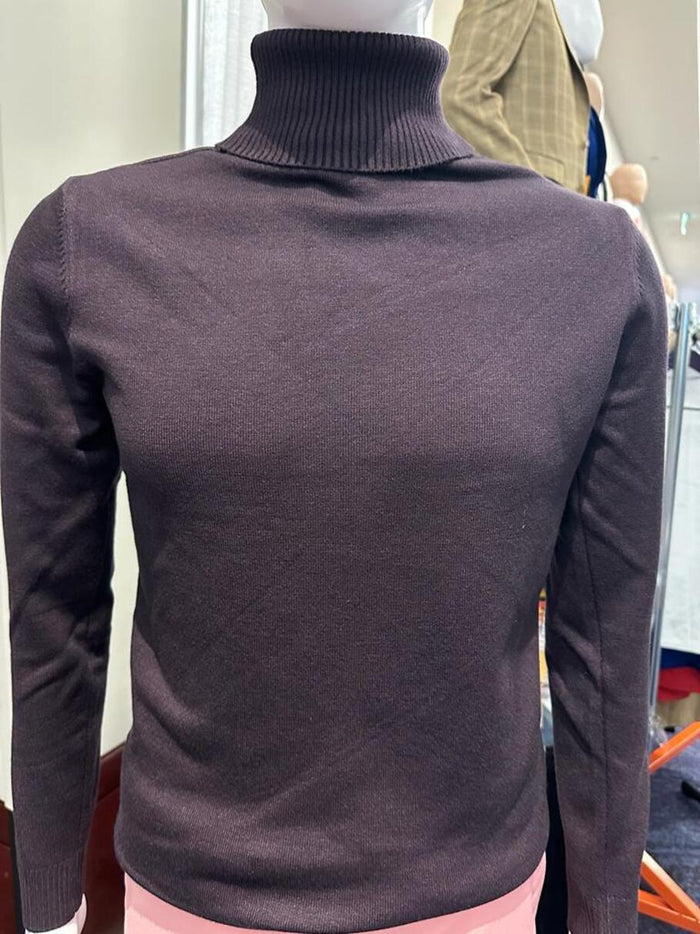 Men's Brown Turtleneck Sweater  Classic Slim Fit Knit Pullover for Fall and Winter