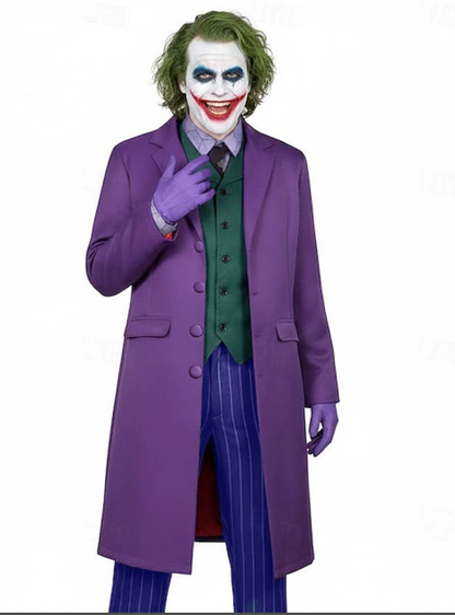Men’s Purple Overcoat Joker Folie à Deux Arthur Fleck Inspired Long Coat – Classic Costume Trench Coat, Stylish Winter Party Wear Jacket