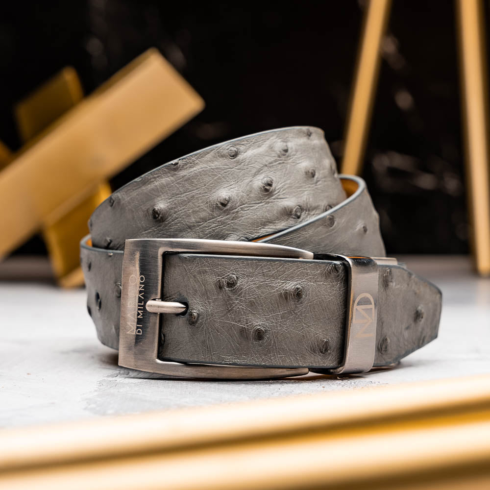 Marco Di Milano Domenico Belt Gray Luxury Leather Loafer