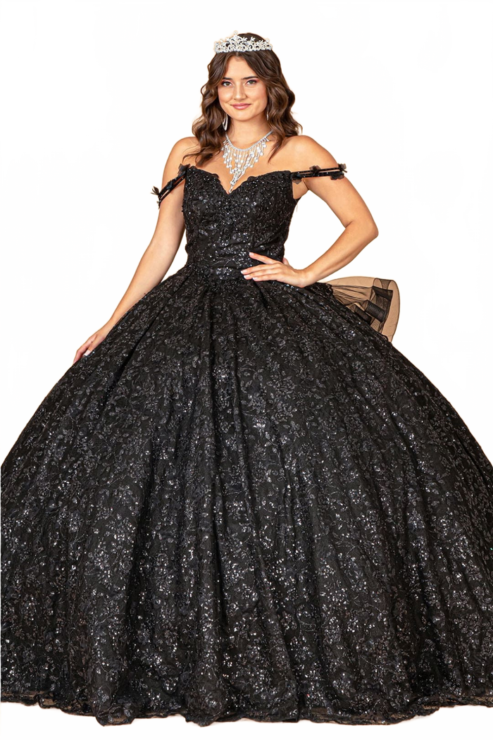 Champagne Quince Dress Ruffled Floral Ball Gown by Elizabeth K GL3072