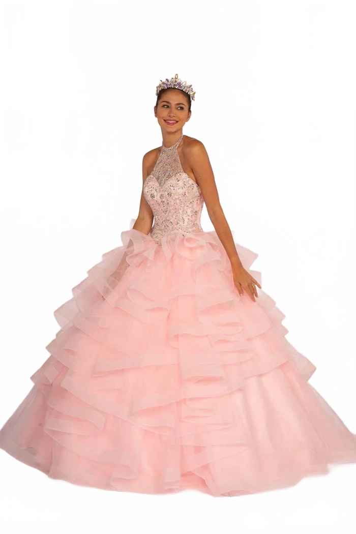 Jeweled Halter Ball Gown by Elizabeth KGL2512