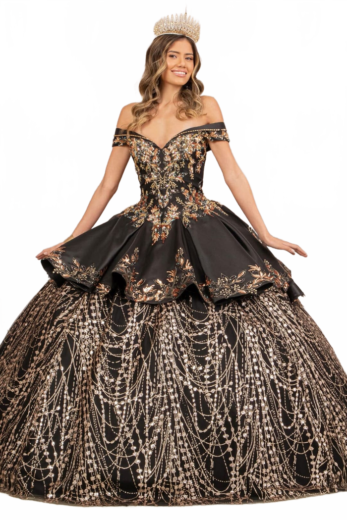 Off Shoulder 2-Piece Satin Gown by Elizabeth KGL3098