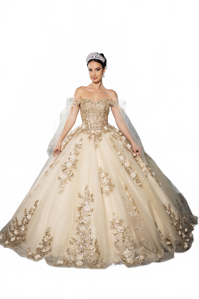 Plus Size Ball Gown in Champagne/Gold | Formal Quinceanera Dress by LK280
